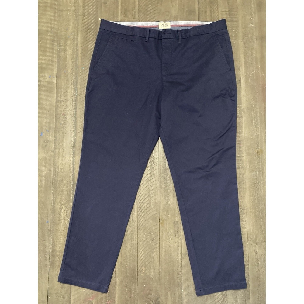 Perk Slim‎ Fit Stretch Chino Pants in Blue Mens 42x32